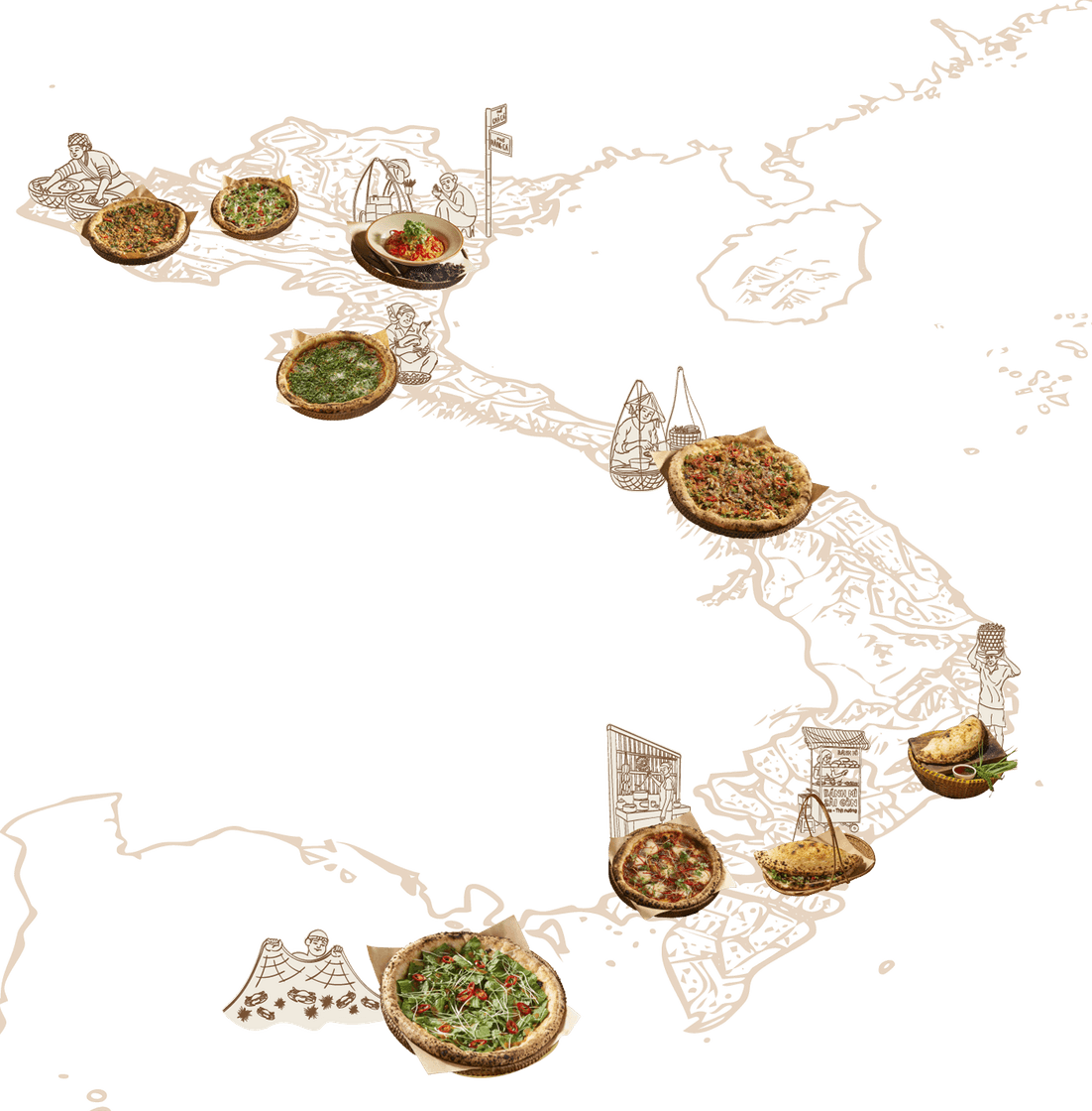 Bản đồ đặc sản Việt trên đế bánh pizza
